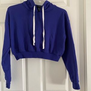 cropped blue hoodie by forever 21